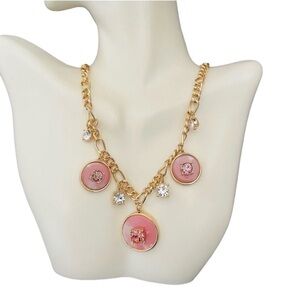 $49 Macys Necklace Gold chain Pink Crystals